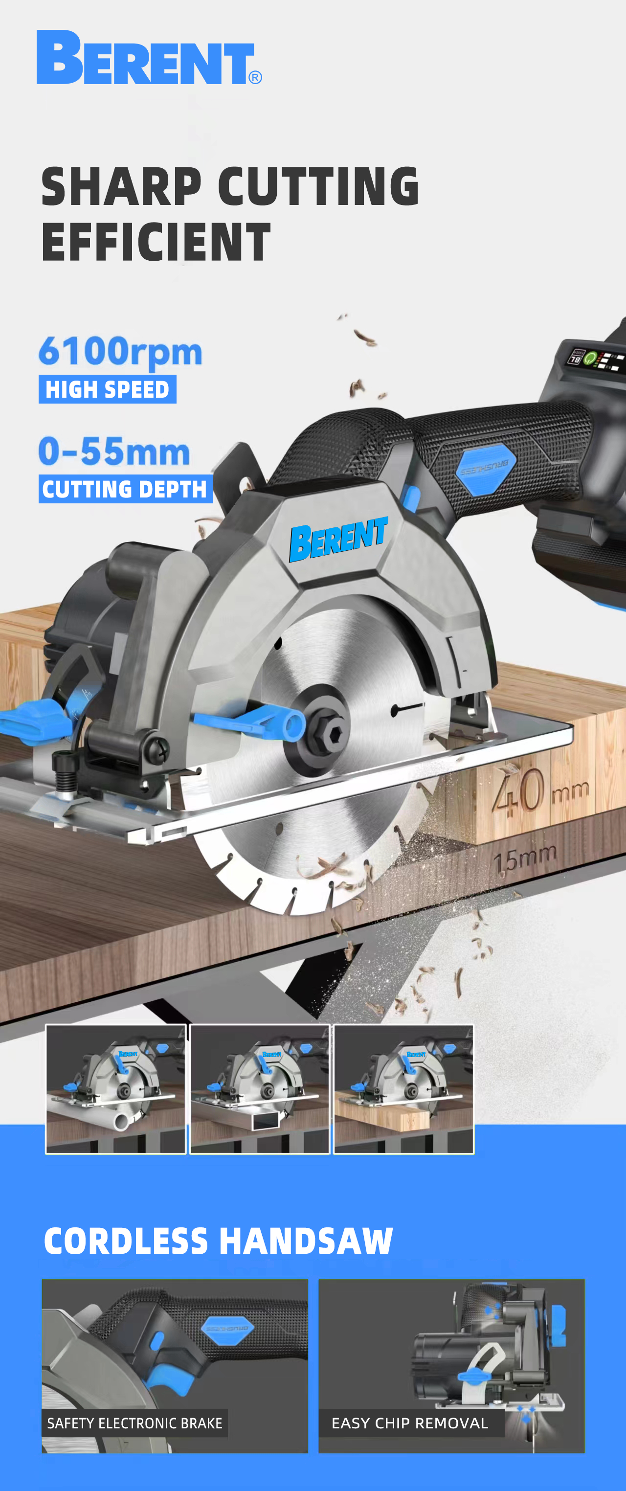 Cordless Hand Saw 20V Berent